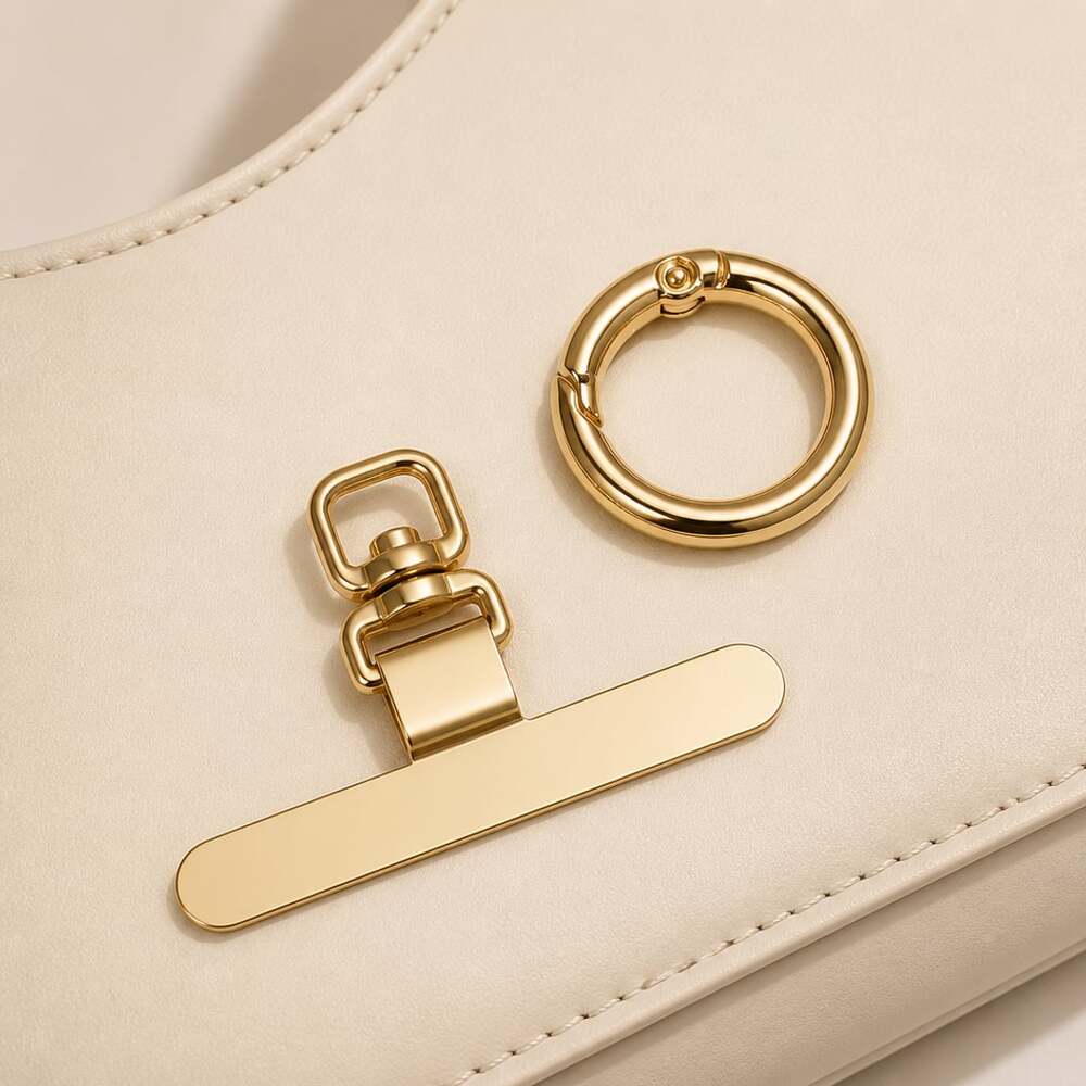 Gold Smartphone 360° Rotate Lanyard Tether Tab Patch & Spring O-Ring Hook Set